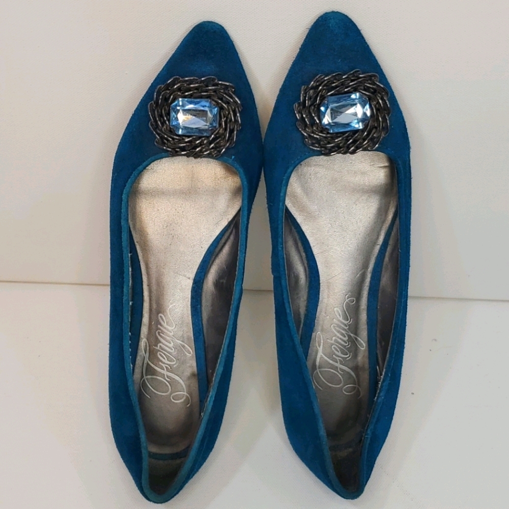 Fergie pointed toe blue suede Flats size 6 - Picture 2 of 16